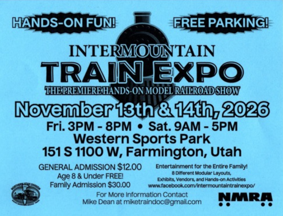Official promotional flyer for the 2026 Intermountain Train Expo
